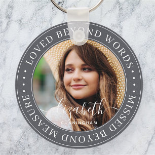 Memorial Loved Beyond Words Elegant Chic Photo Key Ring