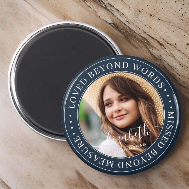 Memorial Loved Beyond Words Elegant Chic Photo Magnet (Creator Uploaded)