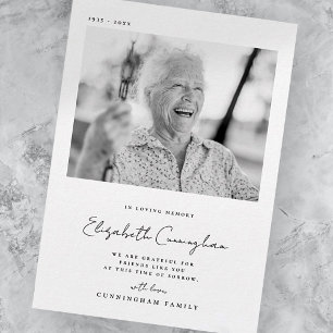 Memorial Loving Memory Elegant Simple Modern Photo Thank You Card