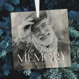 Memorial Loving Memory Simple Modern Photo Glass Tree Decoration