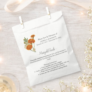 Memorial Marigold Instructions Seed Funeral  Favour Bags