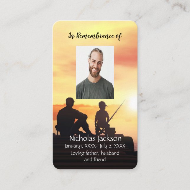 Memorial Memory Card Father Son Fishing Fisherman (Front)