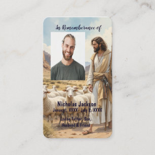 Memorial Memory Card Jesus Shepherd Sheep