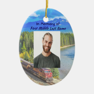 Memorial Memory Card Train Rail Tram Railway Ceramic Tree Decoration