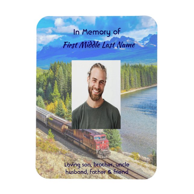Memorial Memory Card Train Rail Tram Railway Magnet (Vertical)