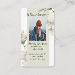 Memorial Memory Card White Garden Flowers