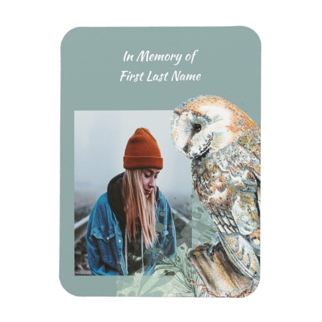  Memorial Memory Watercolor Barn Owl Bird Magnet (Vertical)