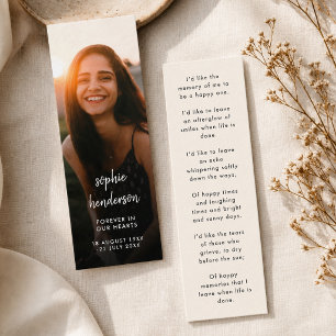 Memorial Mini Bookmark Poem Prayer Keepsake Card