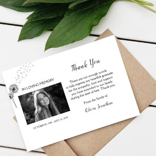 Memorial Minimalism Botanicals Thank You Card