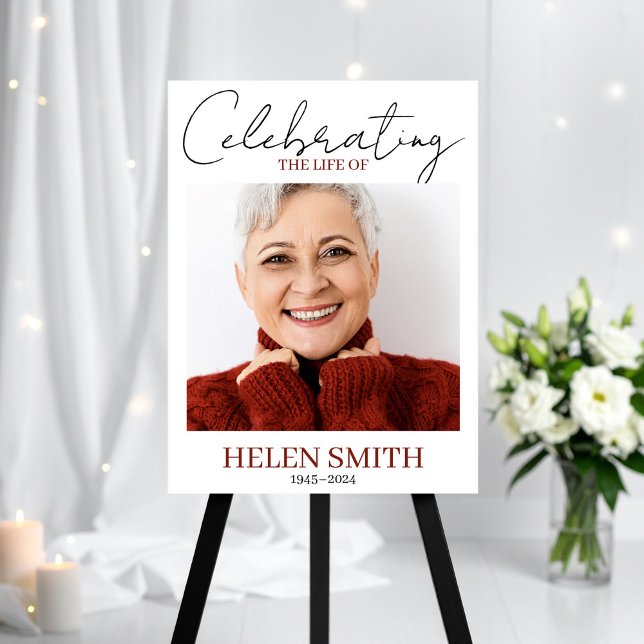 Memorial Minimalist Simple Photo Funeral Poster (Funeral Minimalist Simple Memorial Photo Poster, Celebration of Life)