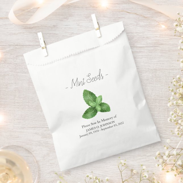 Memorial Mint Seed Funeral  Favour Bags (Clipped)