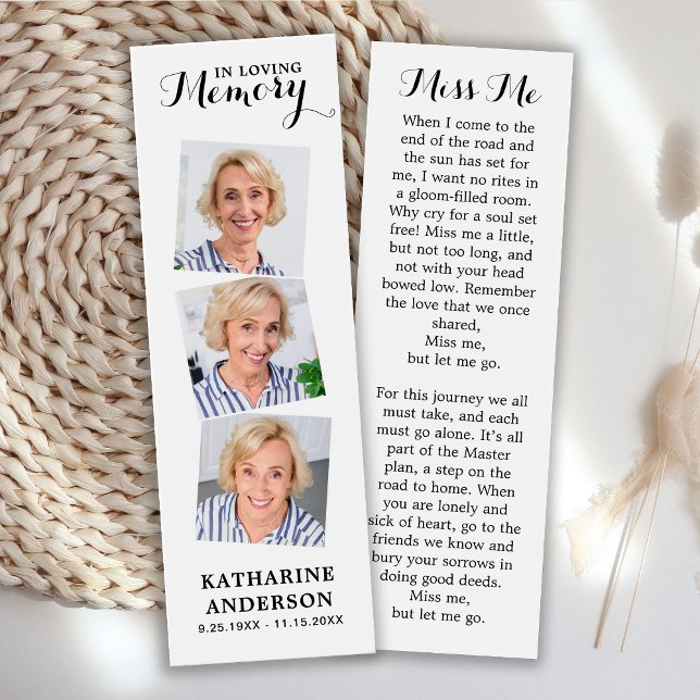 Memorial Modern 3 Photo Prayer Funeral Bookmark (Creator Uploaded)