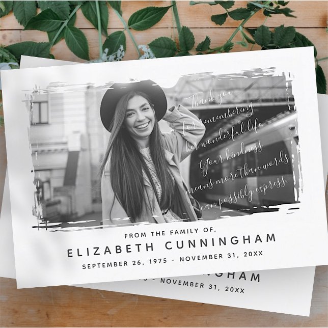 Memorial Modern and Simple Photo Frame Thank You Card (Creator Uploaded)