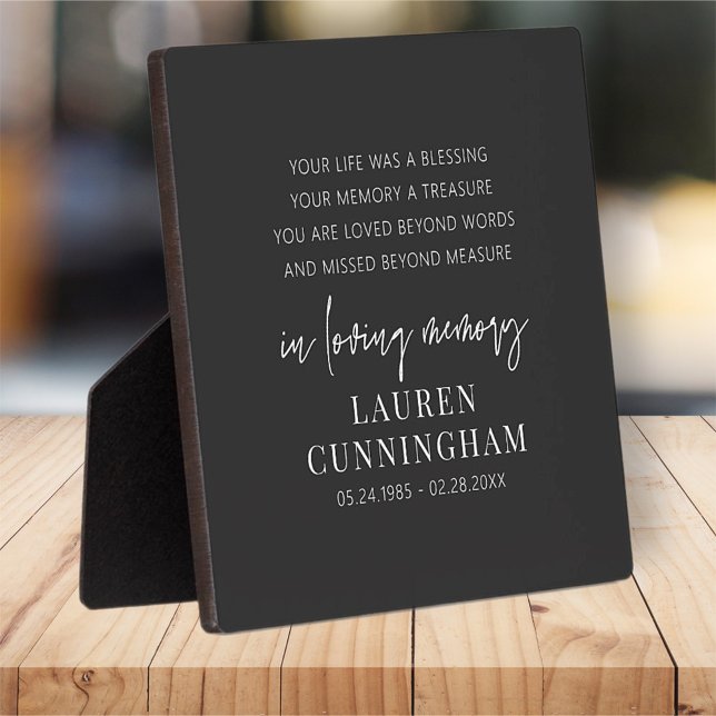 Memorial Modern Elegant Simple Chic Plaque (Creator Uploaded)