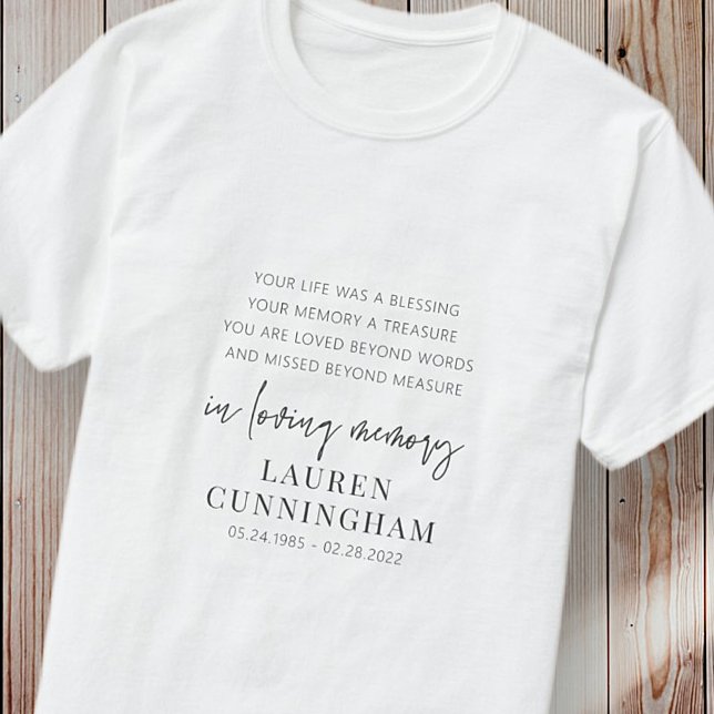 Memorial Modern Elegant Simple Chic T-Shirt (Creator Uploaded)