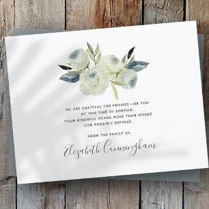 Memorial Modern Floral Flower Foliage Botanicals Thank You Card
