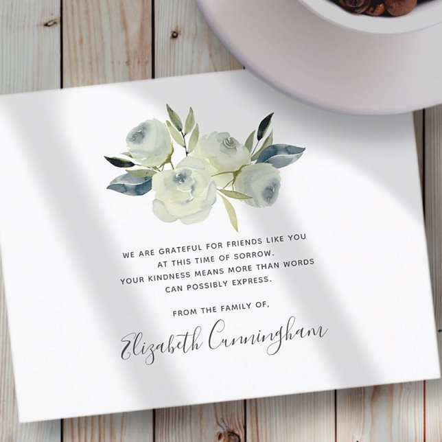 Memorial Modern Floral Flower Foliage Botanicals Thank You Card (Creator Uploaded)