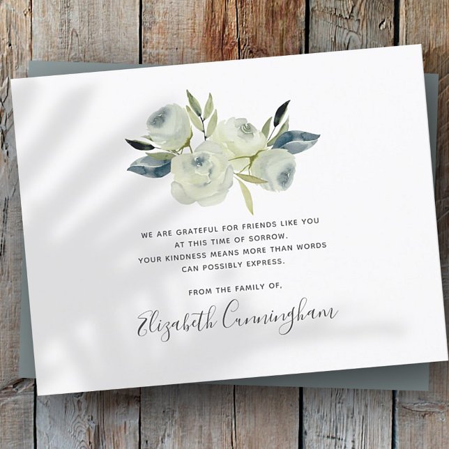 Memorial Modern Floral Flower Foliage Botanicals Thank You Card (Creator Uploaded)