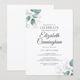 Memorial Modern Greenery Foliage Botanicals Invitation