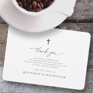 Memorial Modern Minimalist Cross In Loving Memory Thank You Card