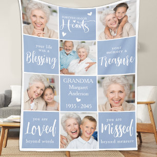 Memorial Modern Personalised Family Multi Photo Fleece Blanket