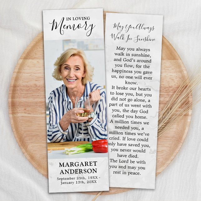 Memorial Modern Photo Prayer Card Funeral Bookmark (Creator Uploaded)