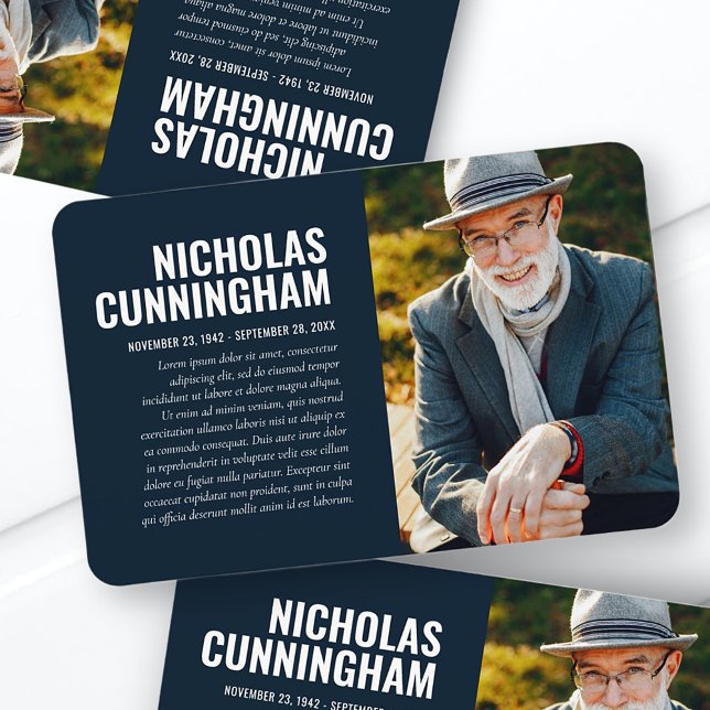 Memorial Modern Photo Prayer Card Keepsake Magnet (Creator Uploaded)