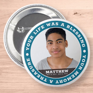 Memorial Modern Simple Custom Photo Keepsake 6 Cm Round Badge