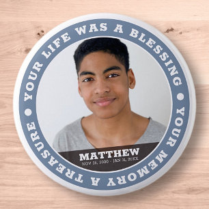 Memorial Modern Simple Custom Photo Keepsake 6 Cm Round Badge
