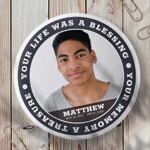 Memorial Modern Simple Custom Photo Keepsake 6 Cm Round Badge