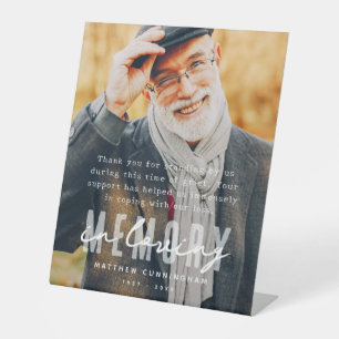 Memorial Modern Simple Elegant Photo Pedestal Sign