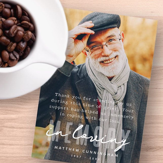 Memorial Modern Simple Elegant Photo Thank You Card (Creator Uploaded)