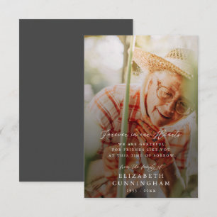 Memorial Modern Simple Forever in our Hearts Photo Thank You Card