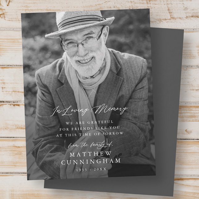 Memorial Modern Simple In Loving Memory Photo Card (Creator Uploaded)