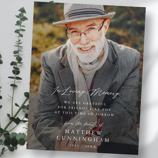 Memorial Modern Simple In Loving Memory Photo Postcard (Creator Uploaded)