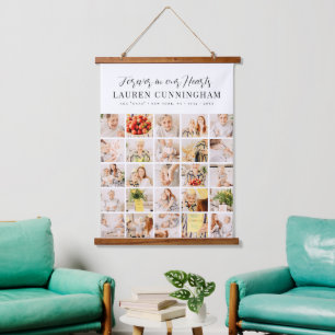 Memorial Modern Simple Minimalist 25 Photo Collage Hanging Tapestry