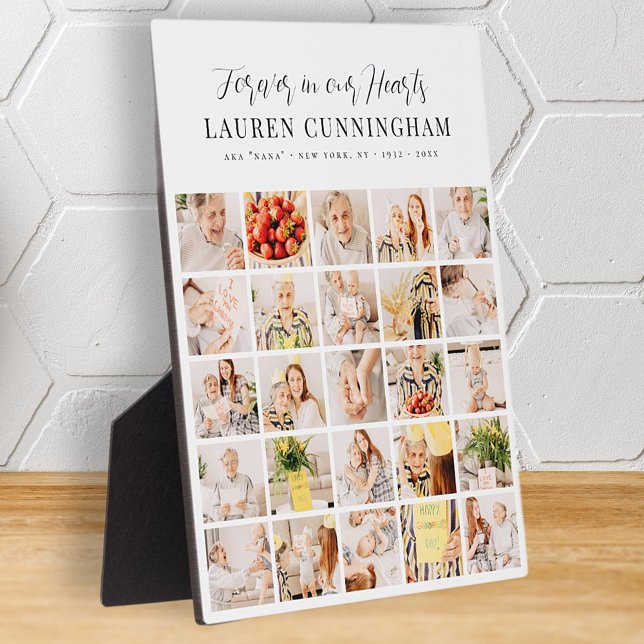 Memorial Modern Simple Minimalist 25 Photo Collage Plaque (Creator Uploaded)