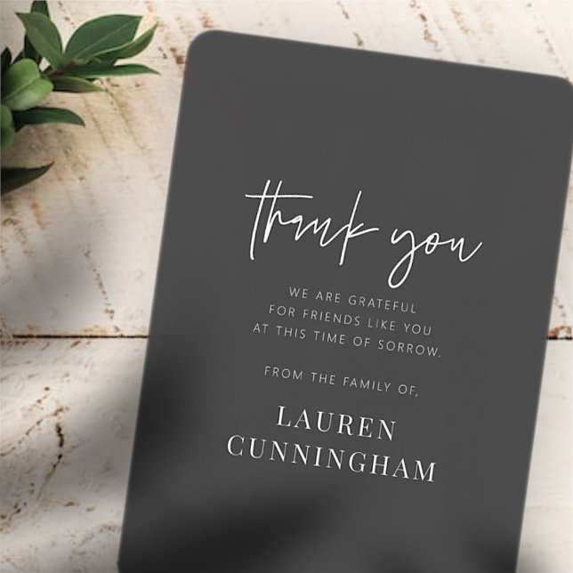 Memorial Modern Simple Minimalist Chic Thank You Card (Creator Uploaded)