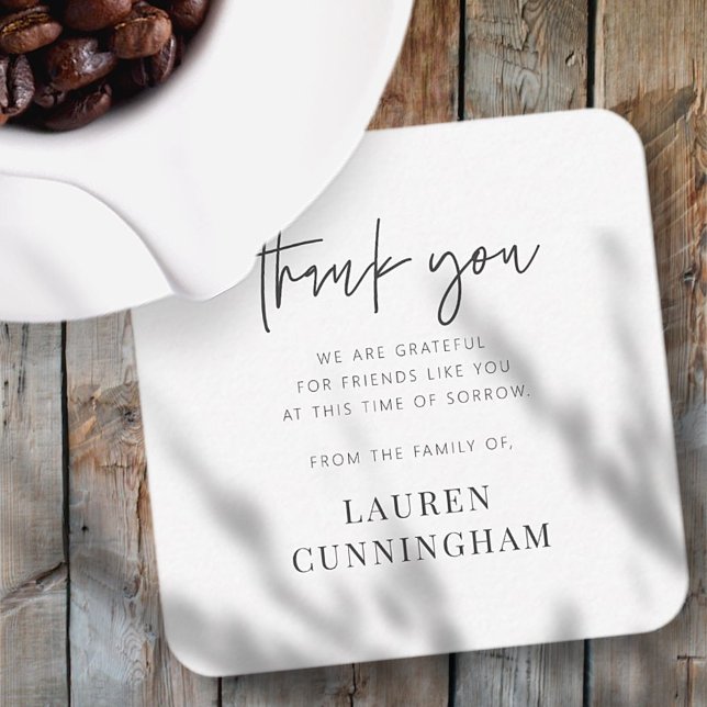 Memorial Modern Simple Minimalist Chic Thank You Card (Creator Uploaded)