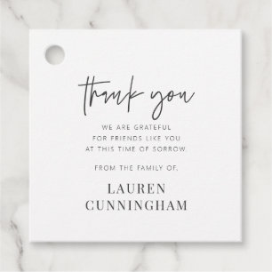 Memorial Modern Simple Minimalist Chic Thank You Favour Tags