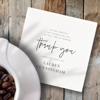 Memorial Modern Simple Minimalist Chic Thank You Napkin