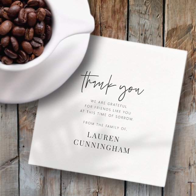 Memorial Modern Simple Minimalist Chic Thank You Napkin (Creator Uploaded)
