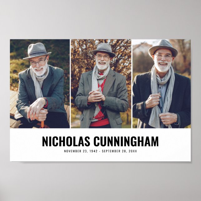 Memorial Modern Three Photo Poster (Front)