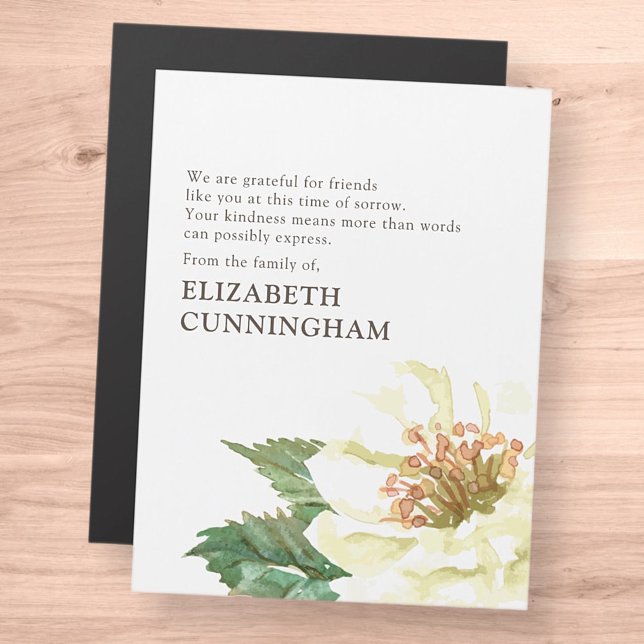 Memorial Modern Watercolor Floral Thank You Card (Creator Uploaded)