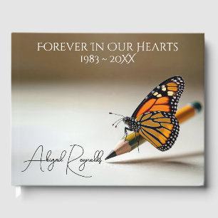 Memorial Monarch Butterfly On a Pencil Guest Book