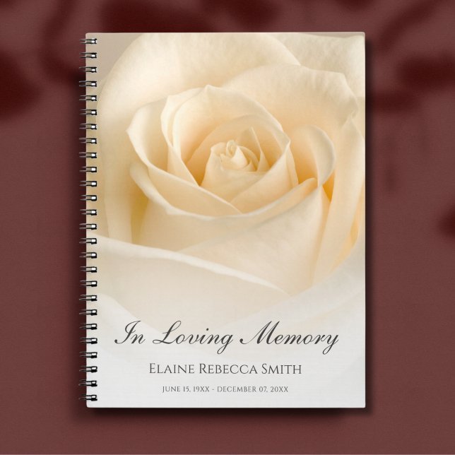 Memorial or Funeral Guest Book Floral Rose (Rose Memorial Guest Book)
