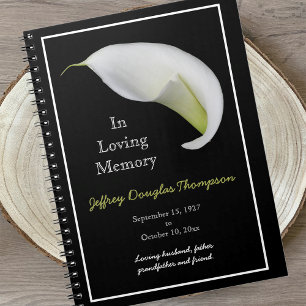 Memorial or Funeral Guest Book Notebook - Lily