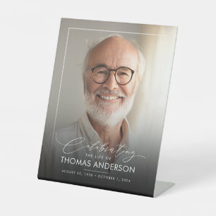 Memorial or Funeral Photo Tribute Black Faded Pedestal Sign