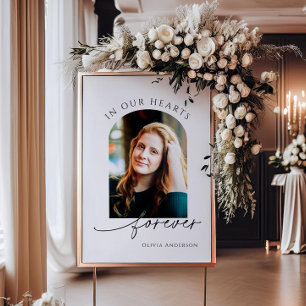 Memorial or Funeral Photo Tribute In Our Hearts Poster