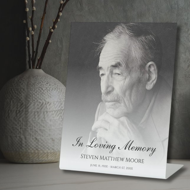 Memorial or Funeral Photo Tribute Pedestal Sign (Photo Memorial Pedestal Sign)